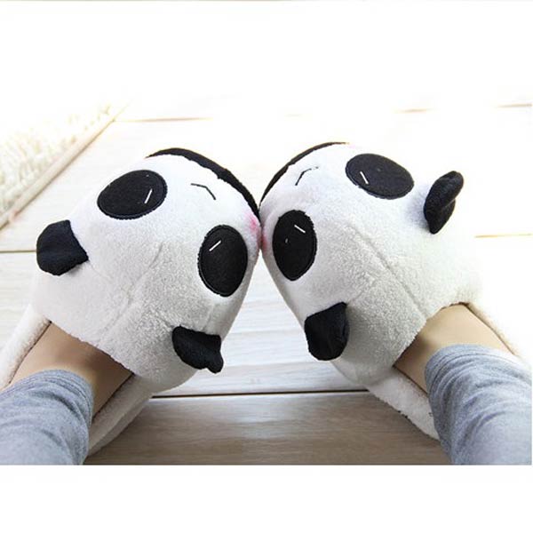 Women Men Lovers Cute Panda Warm Plush Indoor Home Slippers Shoes - US ...