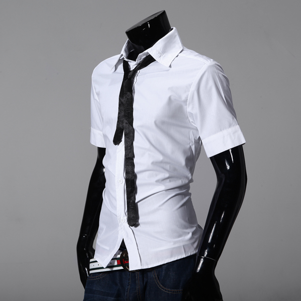 Men's Fashion Casual Tie Design Slim Fit Short Sleeve Shirts - US$11.99 ...