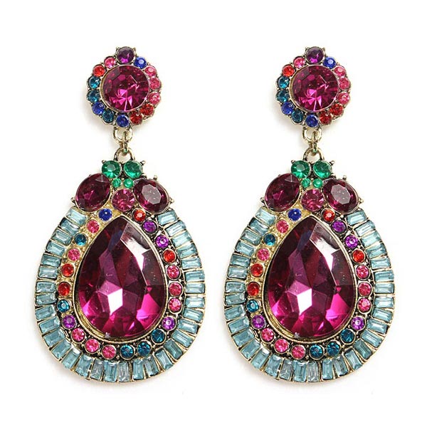 Colorful Crystal Rhinestone Earrings Luxury Waterdrop Dangle Ear Drop ...