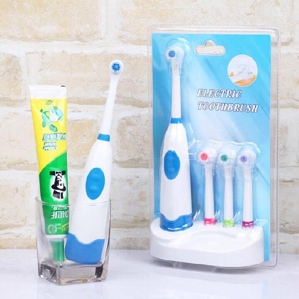 Waterproof Rotation Ultrasonic Electric Toothbrush With 3pcs Replacement Brush Head