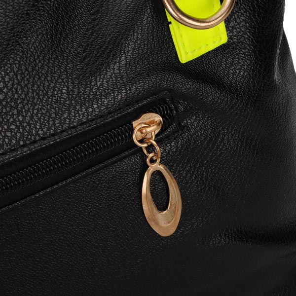 Fashion Women Fluorescent Color Rivets Black Handbag Cross Body Bag ...