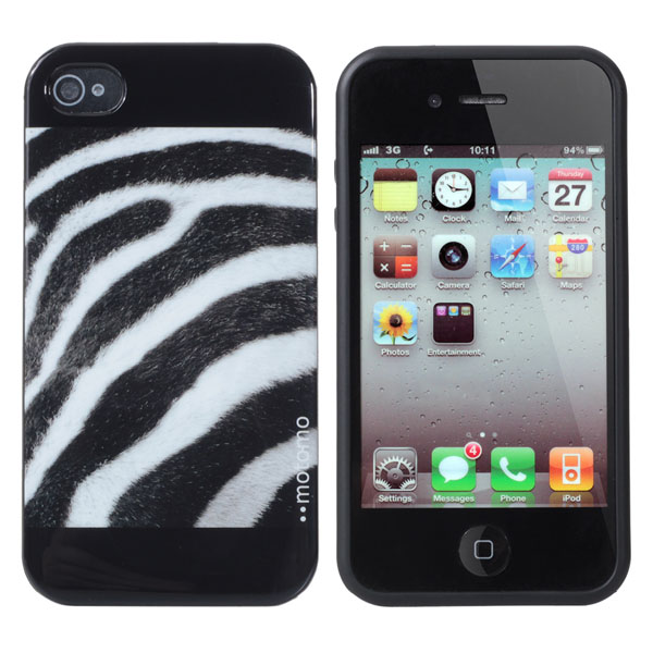 

Zebra Grain Pattern Defender TPU Soft Case For iPhone4 4S