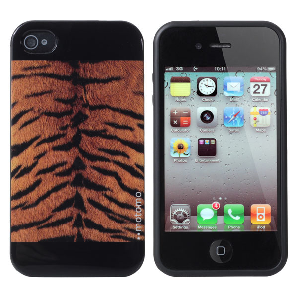 

Tiger Grain Pattern Defender TPU Soft Cover Case For iPhone4 4S