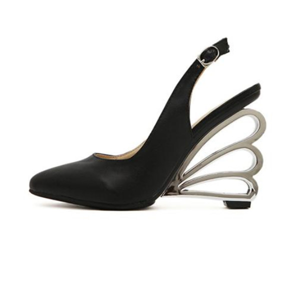 Pointed Toe Buckle Crystal Openwork Heel Women's Wedge Shoes - US$22.21 ...