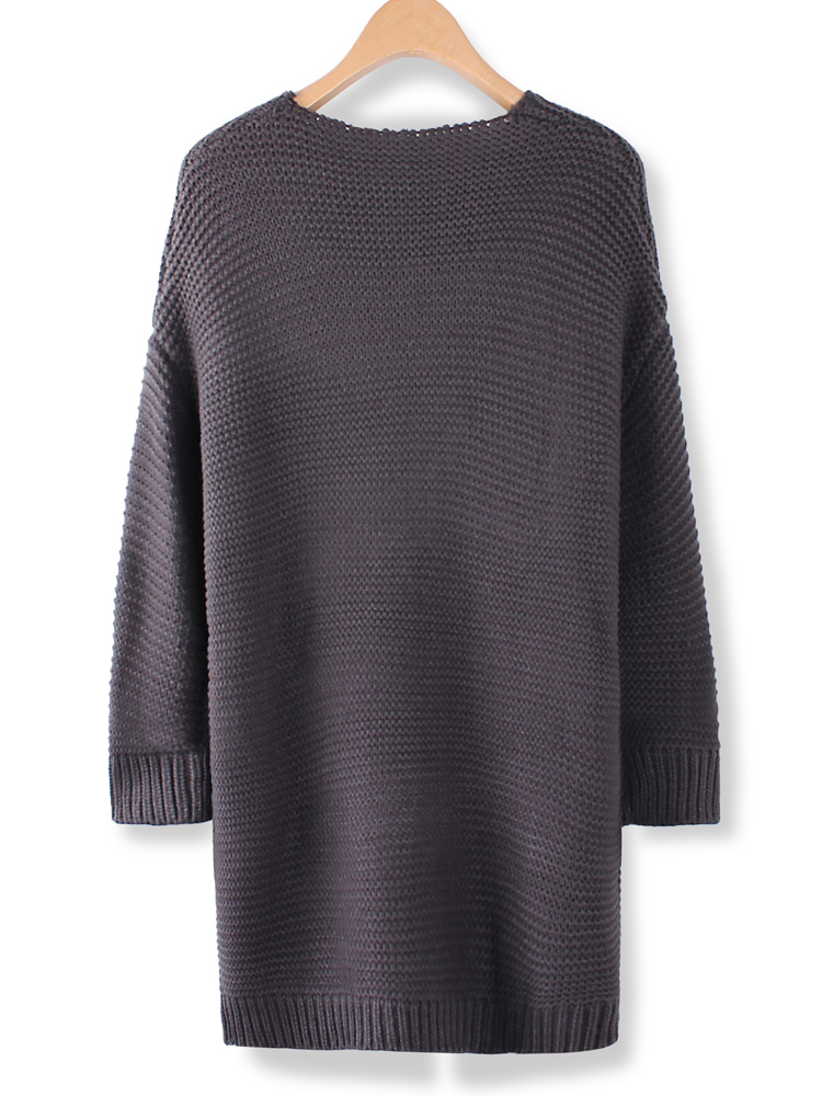 Women Casual Grey Long Sleeve Loose Knit Cardigan Sweater at Banggood ...