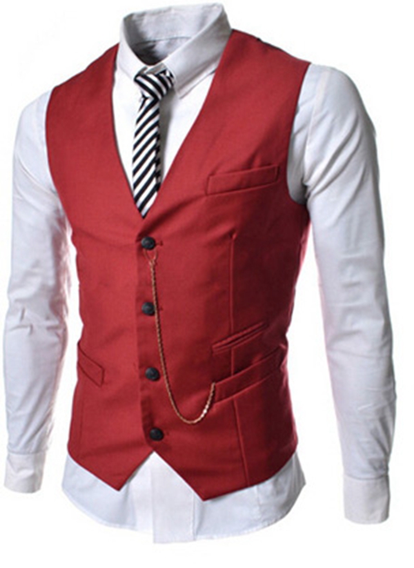 Men's Casual Business Slim Short Version Suit V-neck Dress Vests at ...