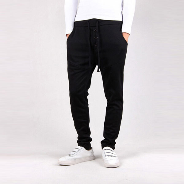 Men's Button Accessories Solid Color Slim Pencil Sports Track Pants at ...