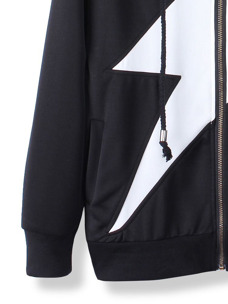 Women Casual Flash Lightning Black Hooded Sweatshirt at Banggood sold out