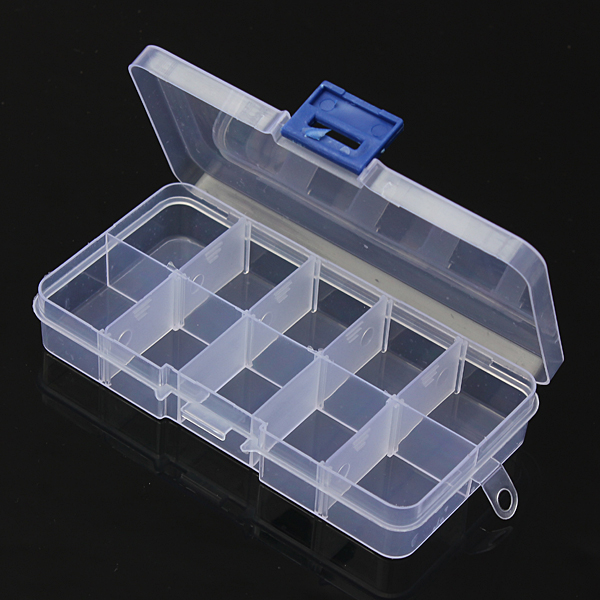 

10 Compartment Plastic Clear Slots Adjustable Organizer Craft Box