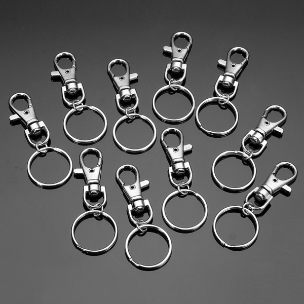10pcs Fashion Stainless Steel Dual Key Holder Ring Keychain Silver