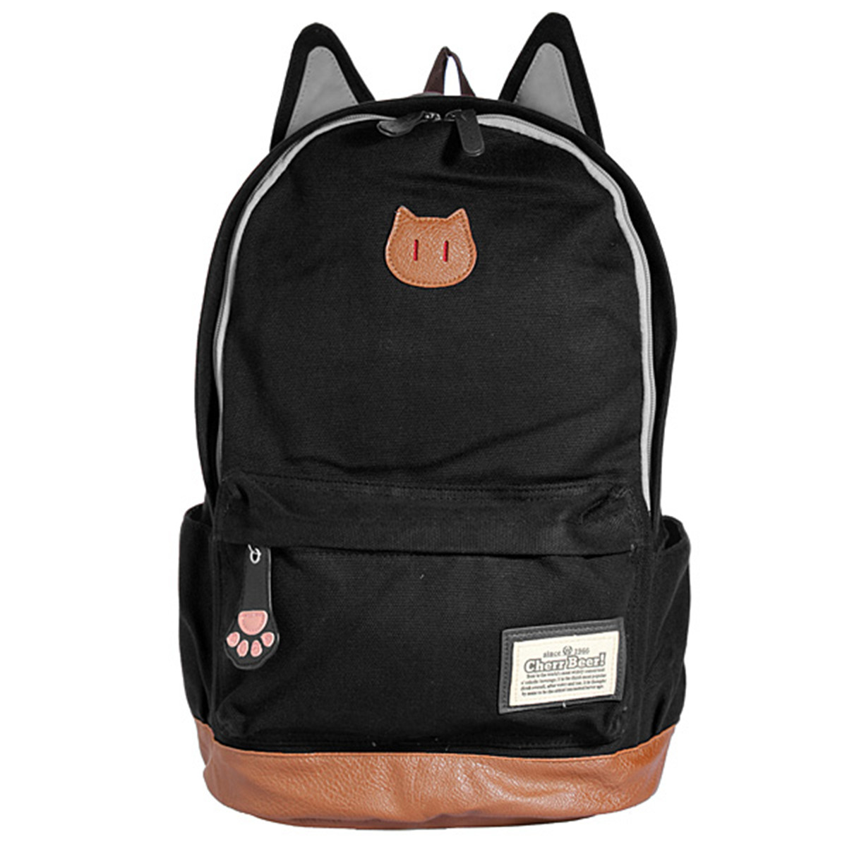 Girl Cute Canvas Cat Ear Backpack School Bag Women Travel Backpack - US ...