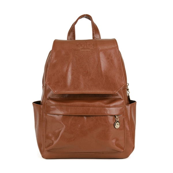Women Backpack PU Leather Crown Embossing Casual Shoulder Bag - US$14.22