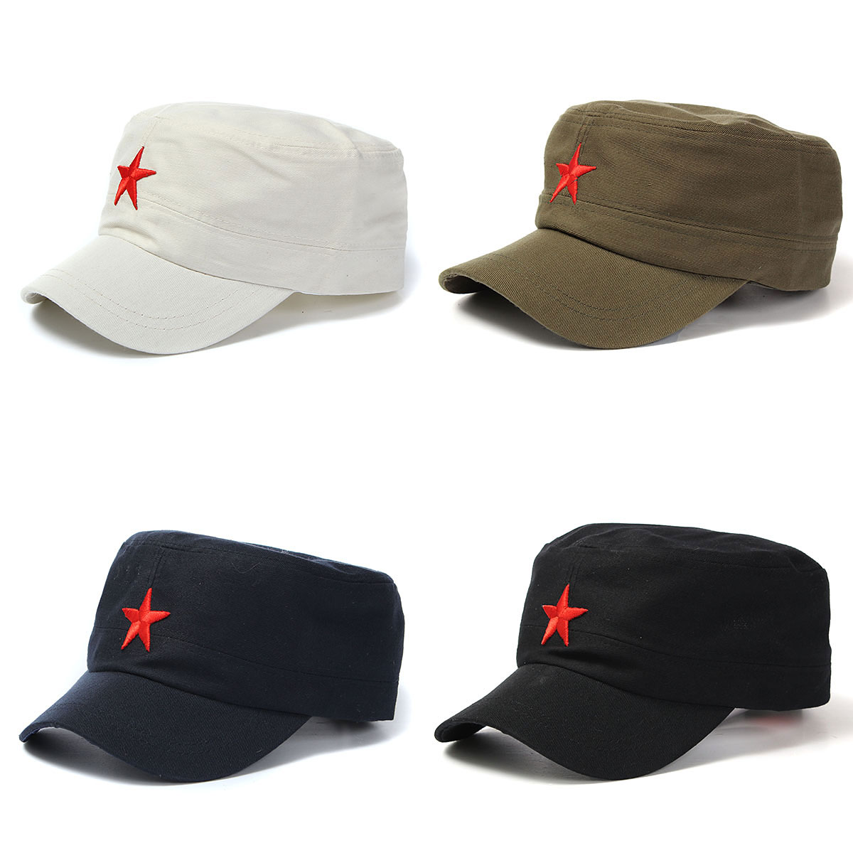 Unisex Red Star Cotton Army Cadet Military Cap Adjustable Hat at Banggood