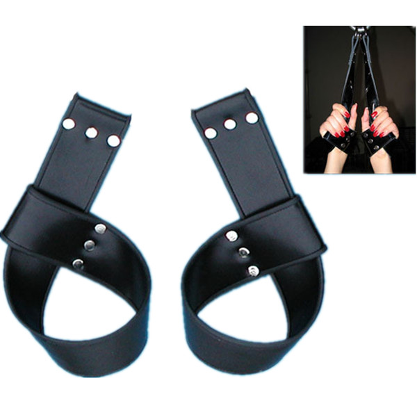 

Suspension PVC Leather Hand Cuffs For Adult Sex Game