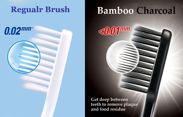 4pcs nano Бамбук Древесный зубные щетки антибактериальные мягкой сверхтонкого щетки