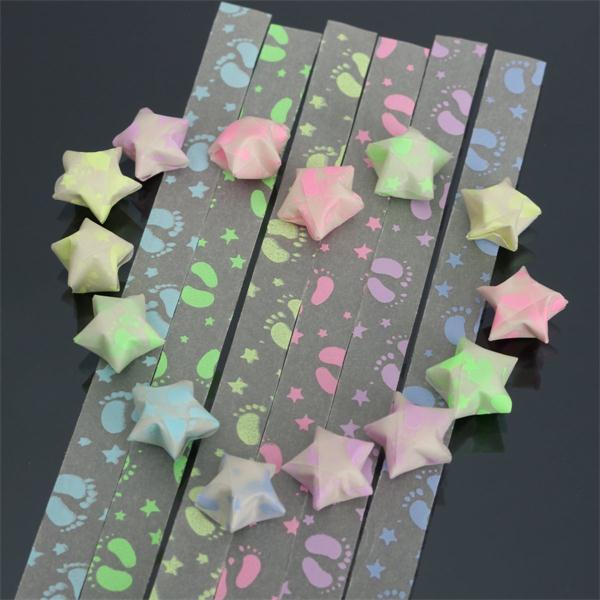 

1 Pack 30 Strips Foot Print Folding Children Lucky Wish Stars Origami Paper Ribbon Kit