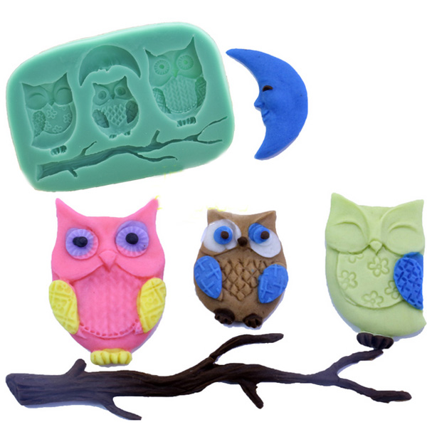 3D Silicone Owls Moon Fondant Moule au chocolat Moule Boulangerie Bricolage Boulangerie
