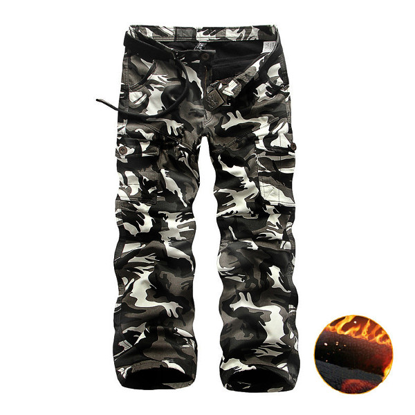 Winter Thick Fashion Cotton Warm Mens Cargo Pants Outdoor Casual ...