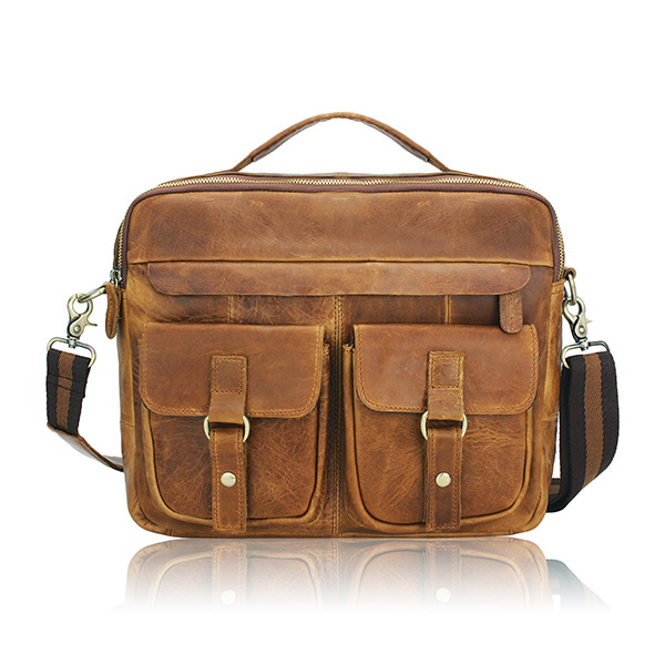 Men's Retro Casual Bag Genuine Leather Business Shoulder Bag Messenger ...