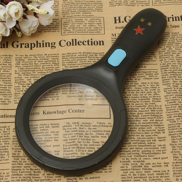 

2.5X 90mm 5X 22mm Handheld Reading Pocket Magnifying Magnifier Glass with 10 LED Black