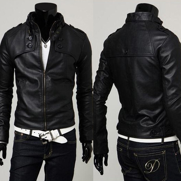 New Hot Men's Slim Fit Designed Casual PU Leather Short Jackets ...