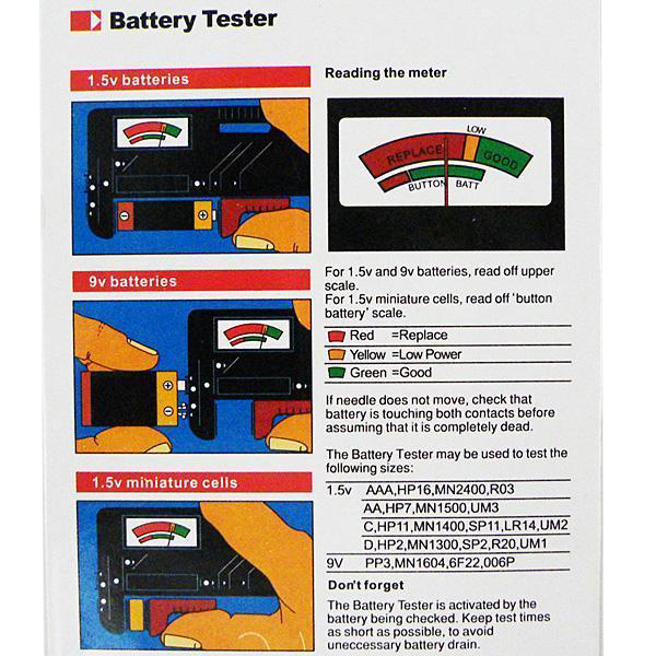 Wholesale Universal Battery Tester AA AAA C D 9V Button Checker