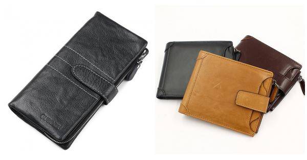 

Men Genuine Leather 18 Card Slots Secretary Wallet Long Black Wallet with Detachable Zipper Bag