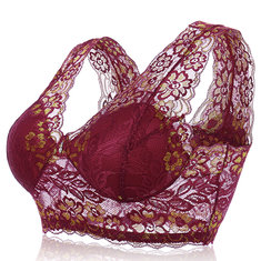 Sexy Lace Full Coverage Breathable No Rims Seamless Vest Wire Free Sleeping Bra 