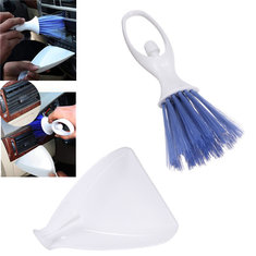 2in1 Car Mini Cleaning Brush Dustpan Set Outlet Vent Air Conditioner Dashboard Keyboard Cleaner