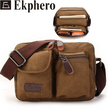 Ekphero(TM) Multifuctional Casual Genuine Leather Cotton Canvas IPad ...