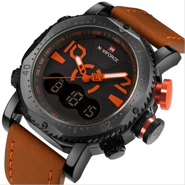 NAVIFORCE Creative Dual Display Leather Sport Watches