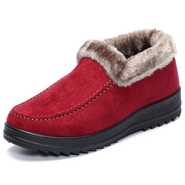 Suede Wool Lining Slip On Ankle Short Snow Boots - US$14.66