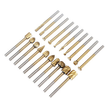20Pcs Titanium Coated Rotary File Cutters Woodworking Milling Drill Bits