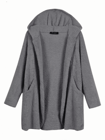 O-NEWE Plus Size Women Thick Hooded Fleece Coat With Belt at Banggood
