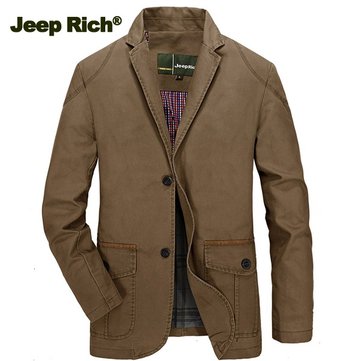 Jeep Rich Men Spring Fall Cotton Casual Blazer Slim Fit Business Jacket ...