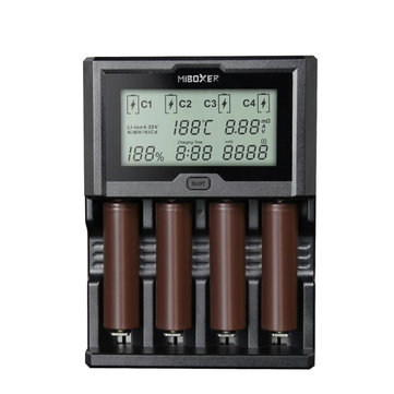 Miboxer C4-12 LCD Display USB Rapid Intelligent Charger For Li-ion/IMR/Ni-MH Battery 4Slots US Plug