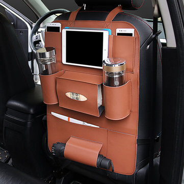Car Backseat Multi-Pocket Phone Cup Holder PU Leather Seat Organizer Vehicle Auto Seat Storage Bag