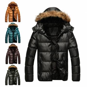Mens Winter Thicken Warm Down Jacket Hooded Zipper Cotton Coat