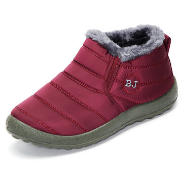 Warm Wool Lining Slip On Flat Ankle Snow Boots For Women - US$24.99