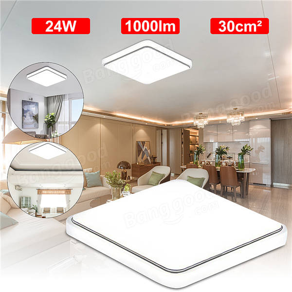 24W 1000LM LED Flush Mount Ceiling Light Sqaure Ultrathin Fixture for Kitchen Bedroom AC110V-240V