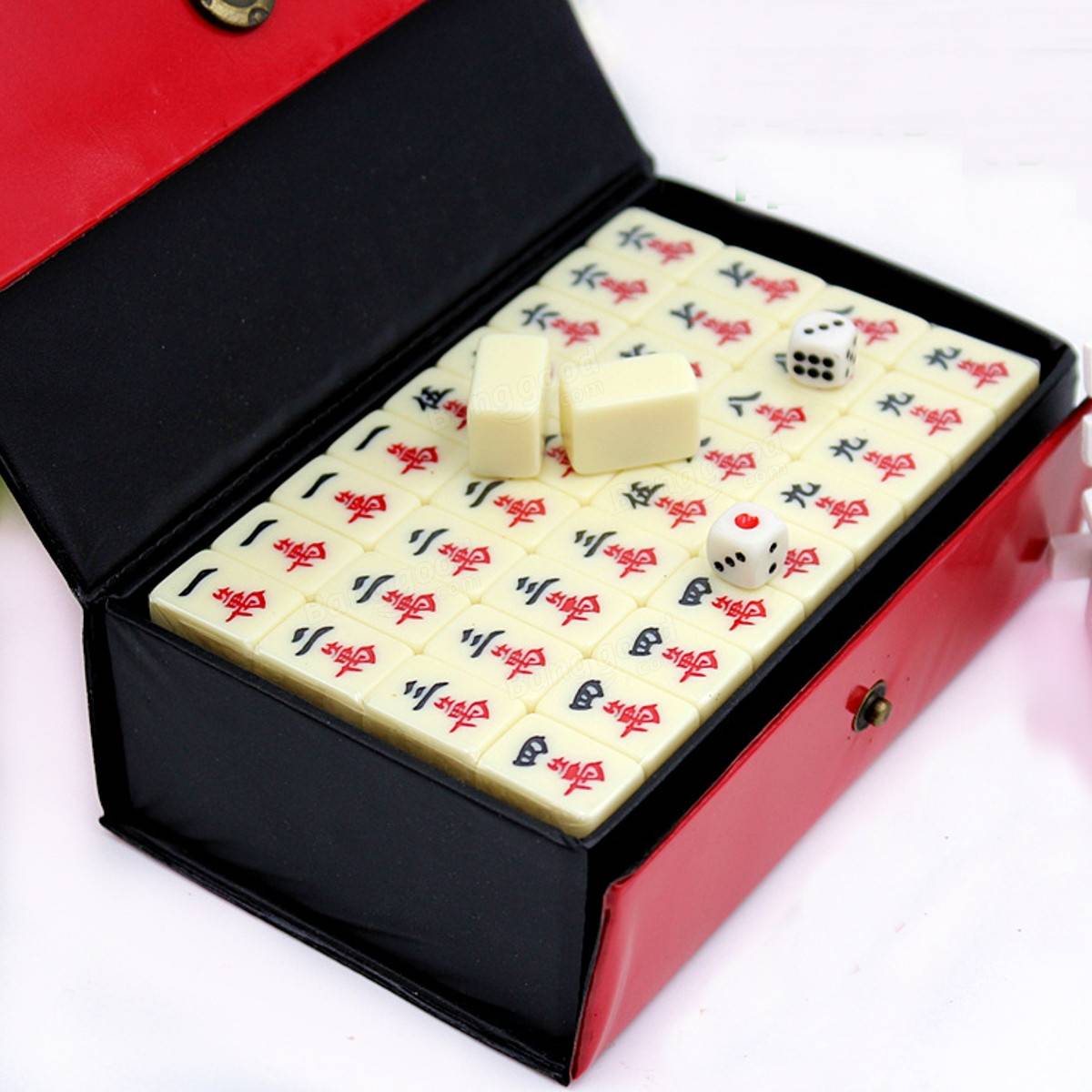 Portable Vintage Mini Mahjong Rare Game Chinese 144 Tiles MahJong Set With ...