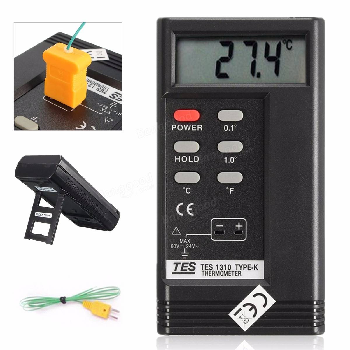 TES-1310 Thermocouple Digital Thermometer Temperature Sensor Tester Probe