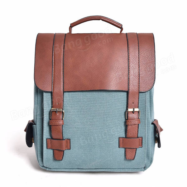 Women Vintage Canvas Leather Travel Backpack Satchel Rucksack ...