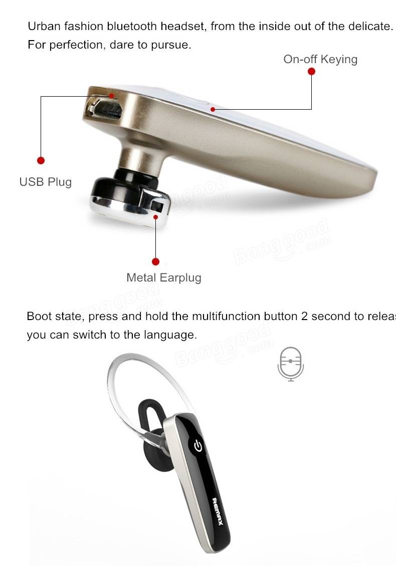 REMAX T8 Wireless Bluetooth 4.1 Stereo Hanging In-ear Headphone for Xiaomi Samsung iPhone