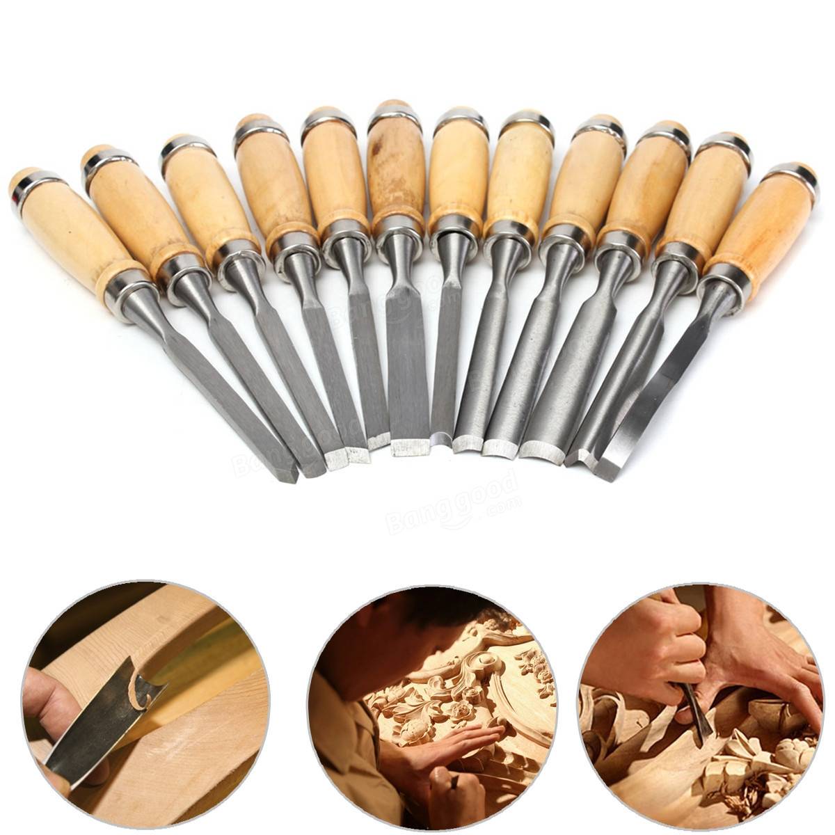12Pcs Professional Wood Carving Hand Chisel Tool Set For ...