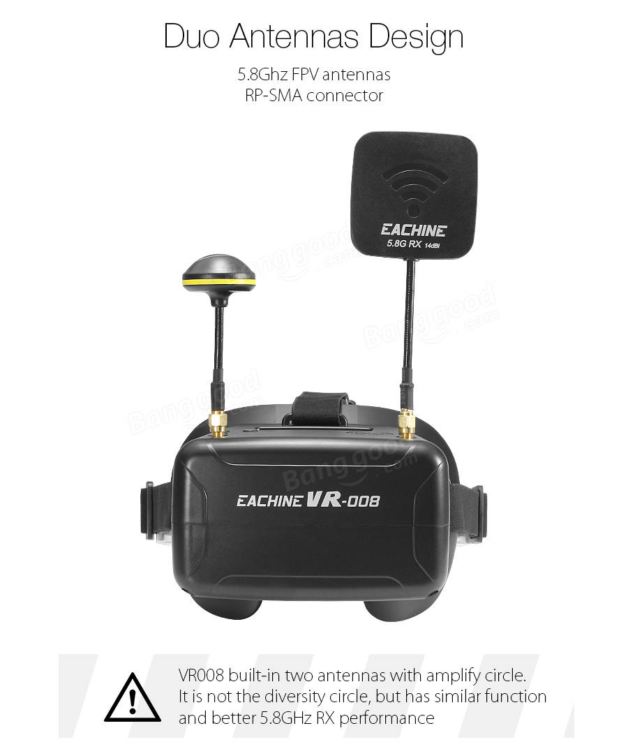 Eachine VR008 Duo Antennas 4.3 Inch 5.8G 40CH Raceband FPV Goggles Auto Searching