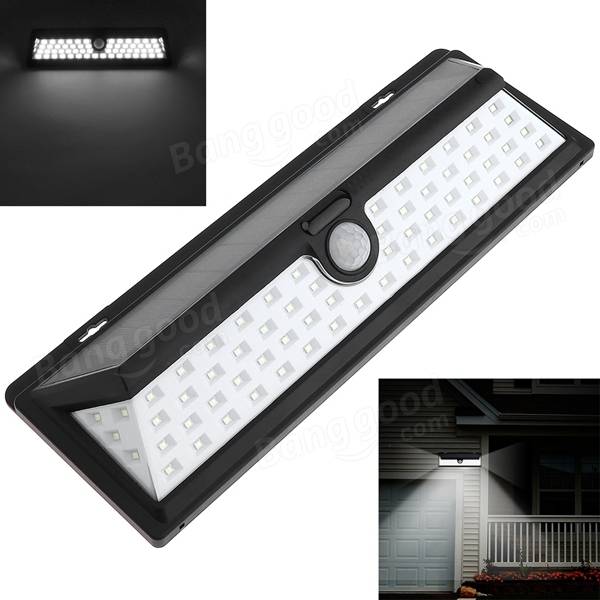 Solar Powered 66 LED Motion Sensor Wall Light Waterproof Wide Angle Ourdoor Garden Security Lamp