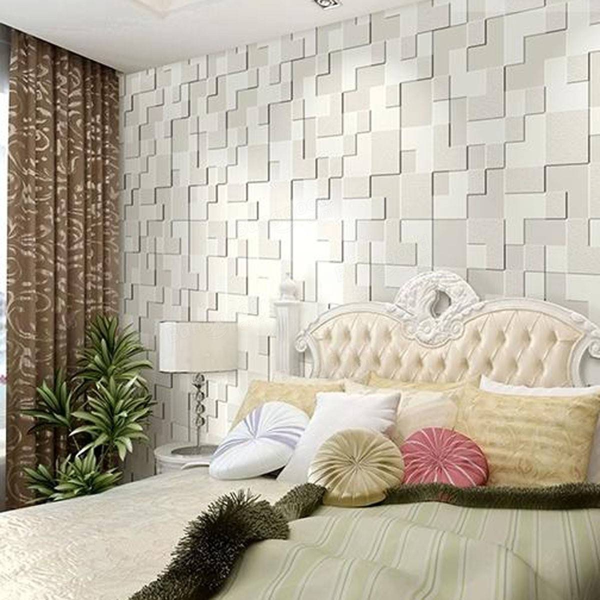 10m Modern Simple 3D Mosaic Living Room Non Woven Wallpaper Home