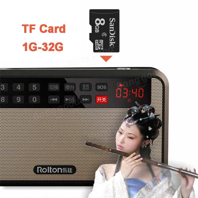 Rolton T60 Portable MP3 Stereo Player Loa âm thanh Đài FM Với màn hình LED Hỗ trợ TF Card Play