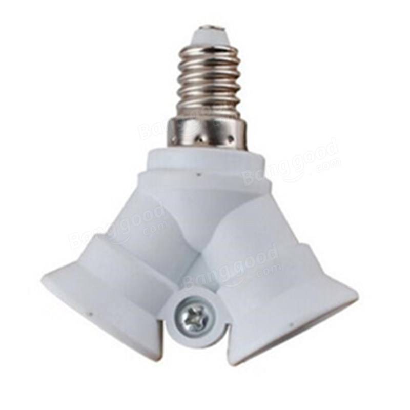 AC100-230V One E14 To Two E14 Bulb Adapter Lamp Holder Splitter Converter Socket for Halgon Light